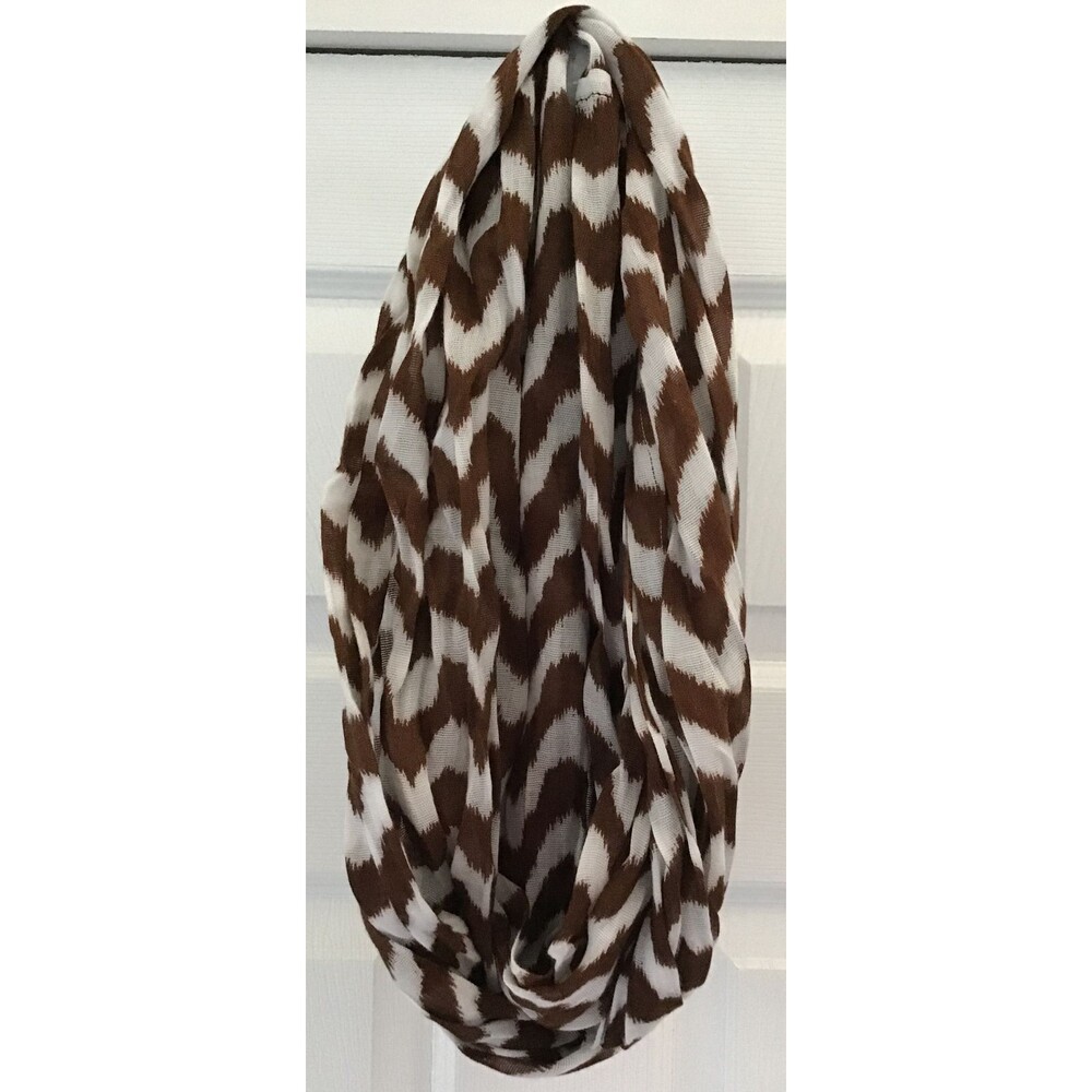 NWOT Charming Charlie Brown & White Chevron Lightweight Infinity Fashion Scarf
